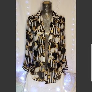 Forever 21 Light Weight Black & Gold Blouse- Small
